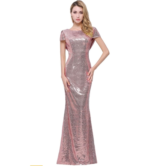Dresses & Skirts - Honey Qiao Rose Gold Sequin Gown Dresses & Skirts - Honey Qiao Rose Gold Sequin Gown